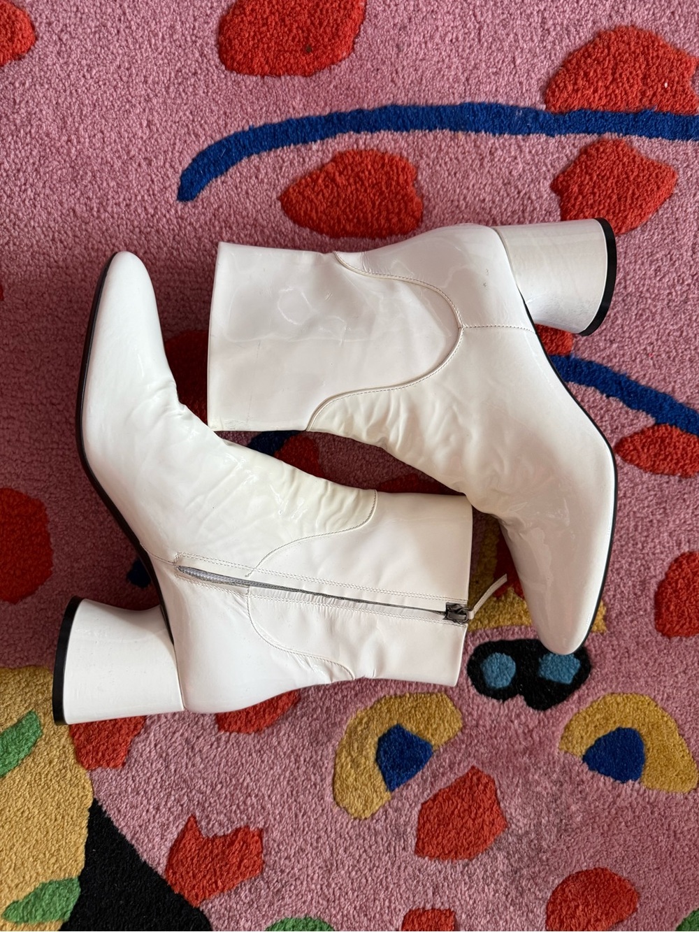 KHAITE White  Patent Leather Ankle Boots